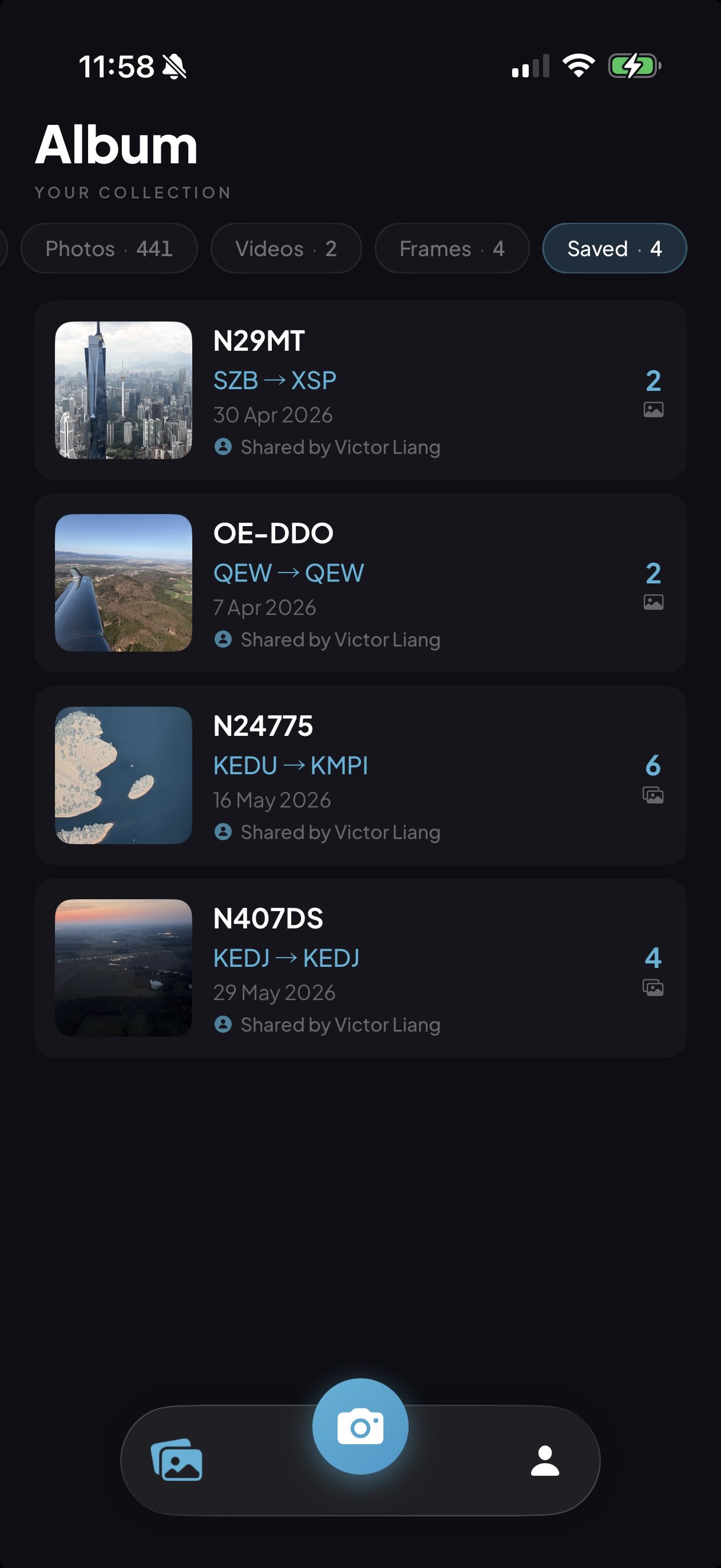 Share and save flight albums