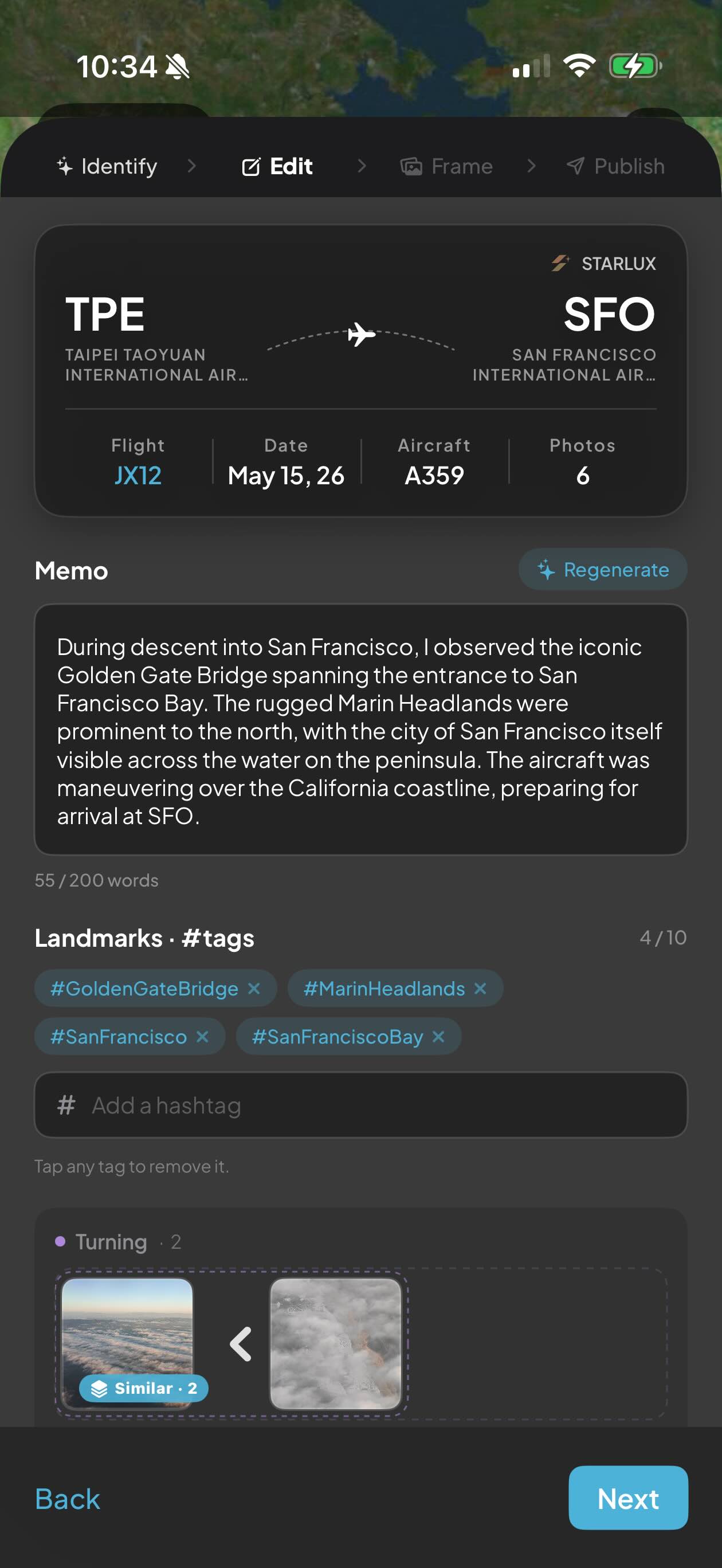 Match photos to your flight